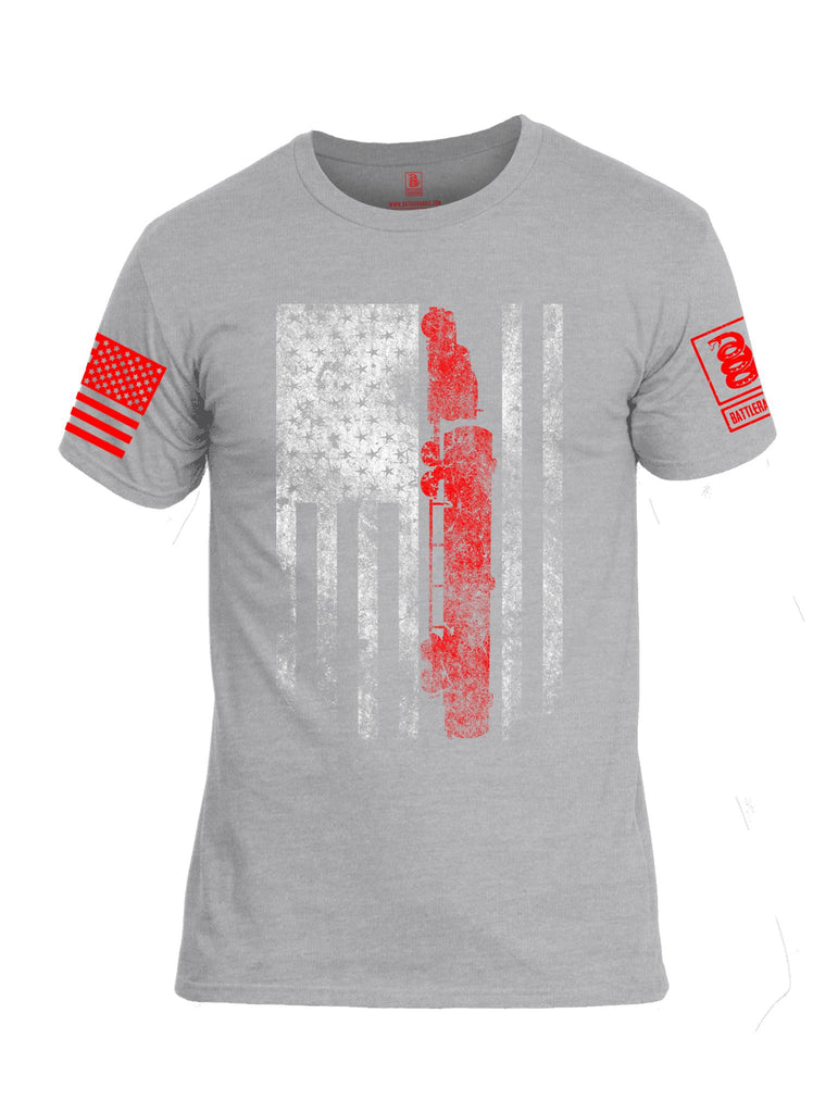 Battleraddle Truck Driver Flag V2 Red Sleeve Print Mens Cotton Crew Neck T Shirt