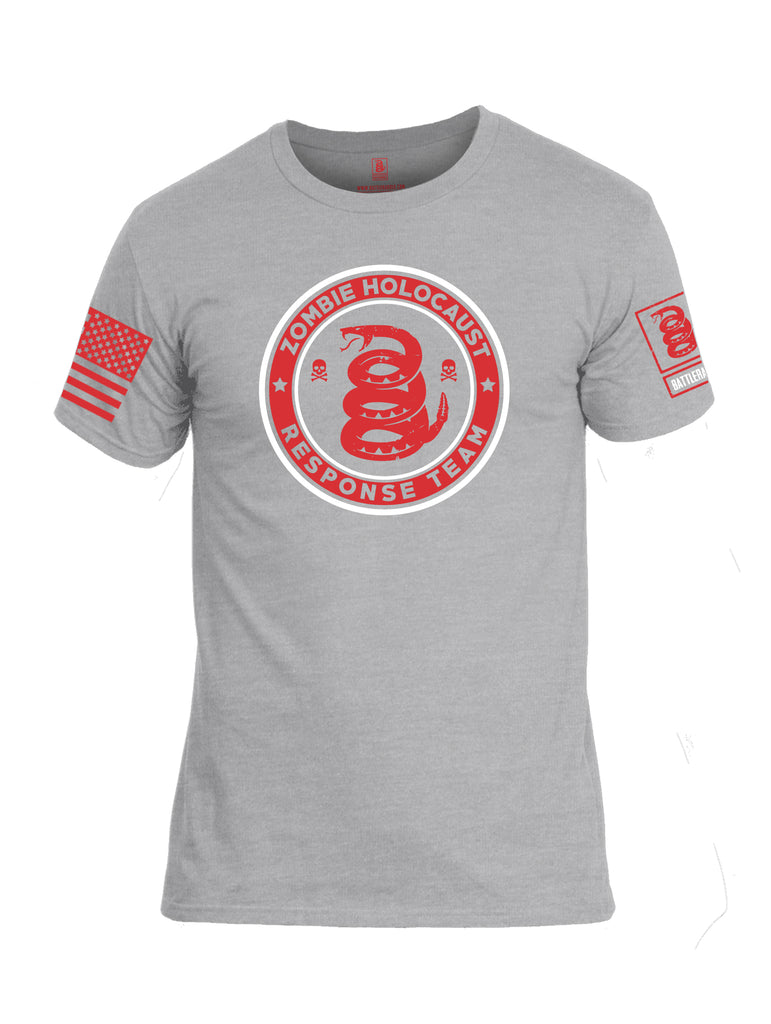 Battleraddle Zombie Holocaust Response Team V1 Red Sleeve Print Mens Cotton Crew Neck T Shirt