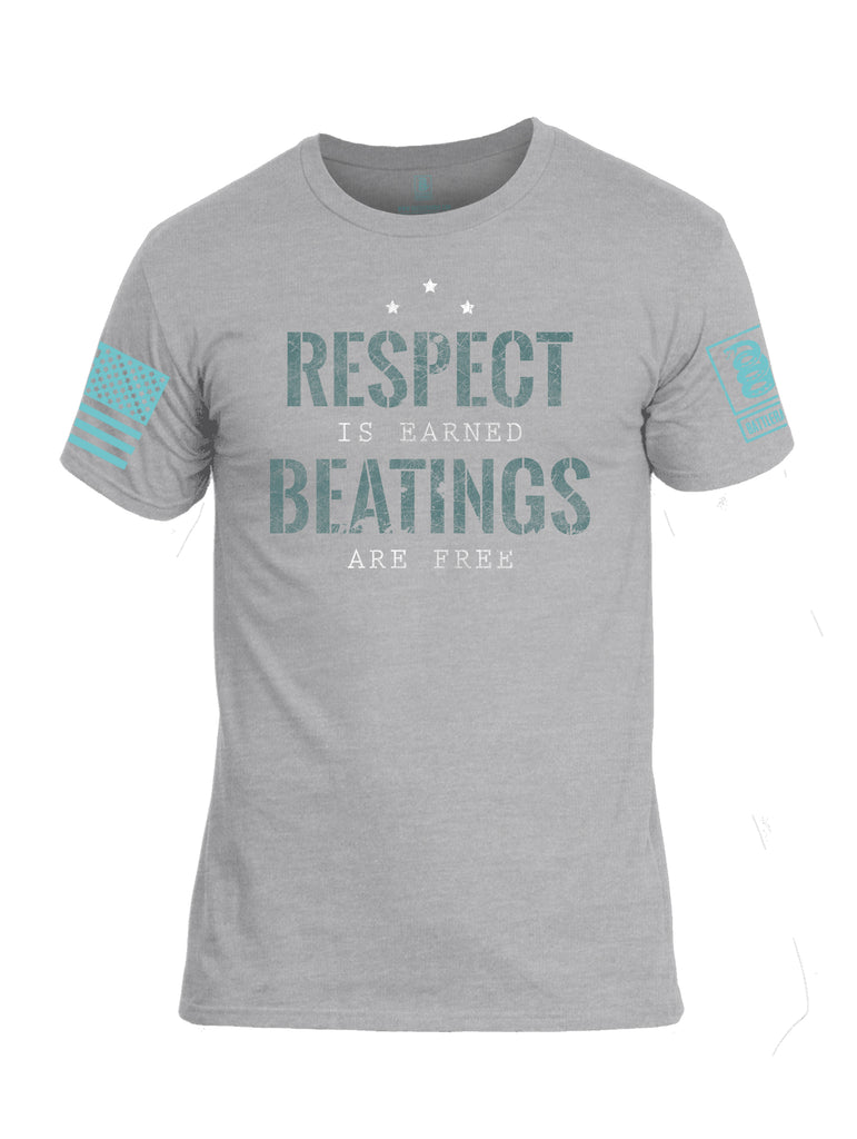 Battleraddle Respect Is Earned Beatings Are Free Light Blue Sleeve Print Mens Cotton Crew Neck T Shirt