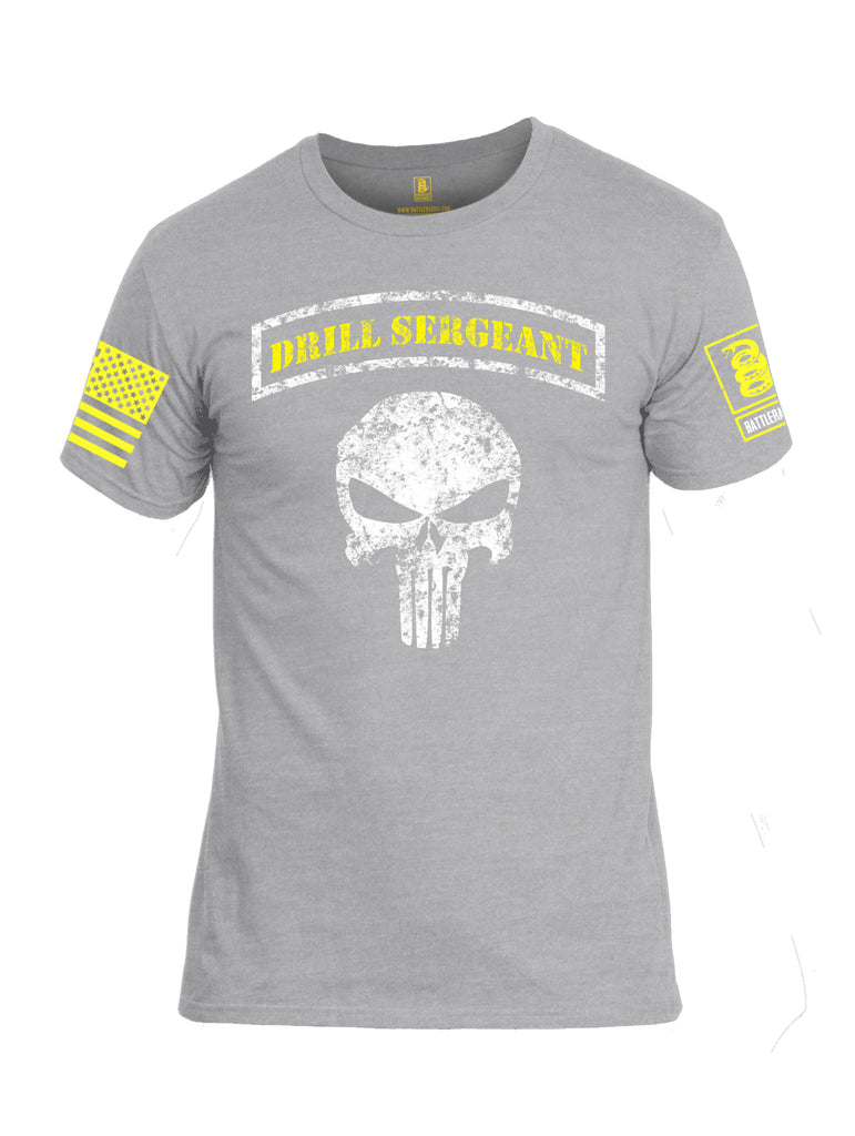 Battleraddle Drill Sergeant Expounder Yellow Sleeve Print Mens Cotton Crew Neck T Shirt