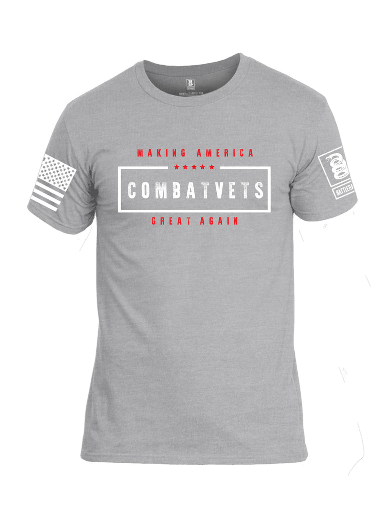 Battleraddle Making America COMBAT VETS Great Again White Sleeve Print Mens Cotton Crew Neck T Shirt