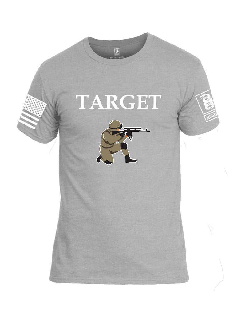 Battleraddle Target White Sleeve Print Mens Cotton Crew Neck T Shirt