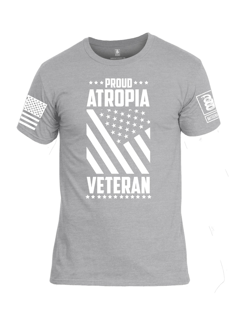 Battleraddle Proud Atropia Veteran White Sleeve Print Mens Cotton Crew Neck T Shirt