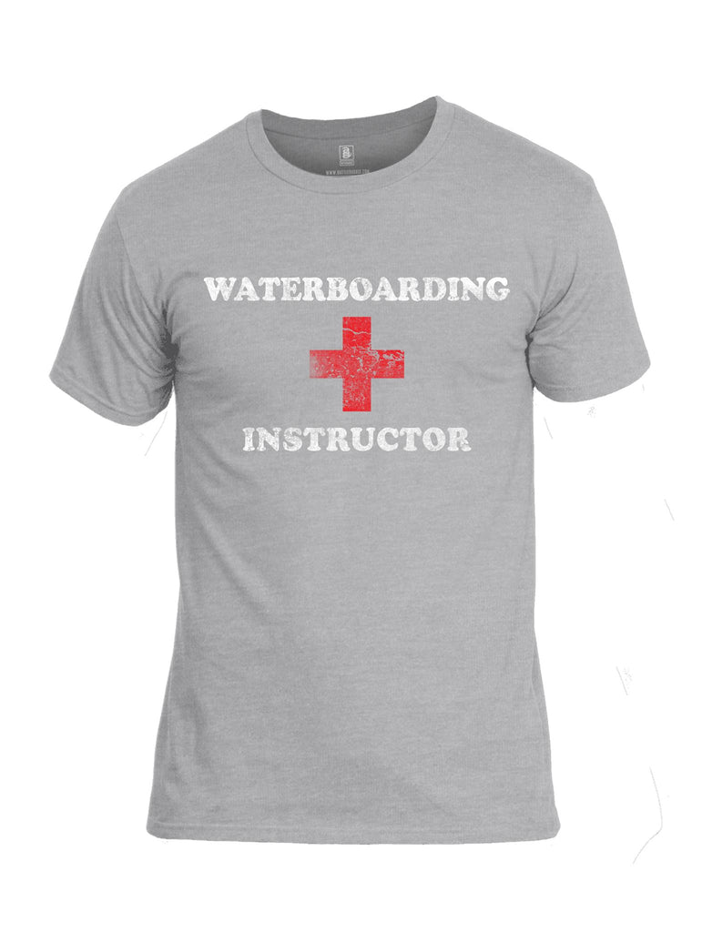 Battleraddle Waterboarding Instructor Mens Cotton Crew Neck T Shirt-Heather Grey