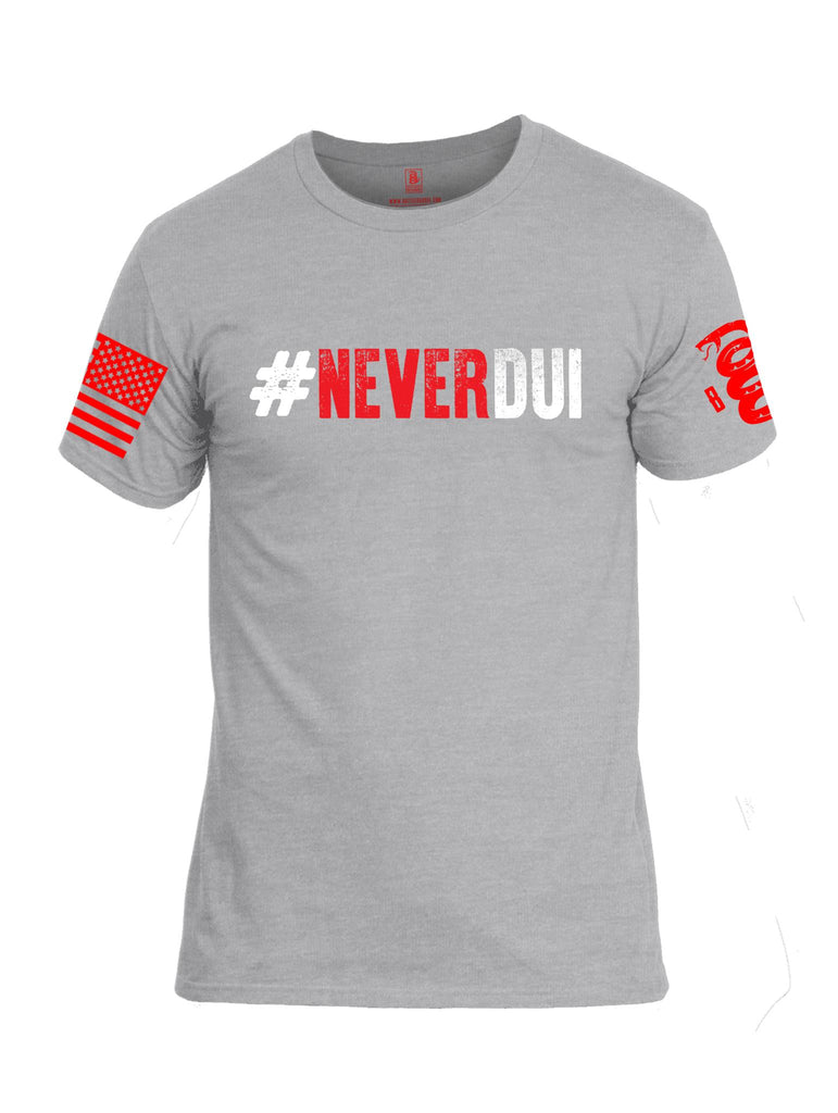 Battleraddle #NeverDUI Red Sleeve Print Mens Cotton Crew Neck T Shirt - Battleraddle® LLC