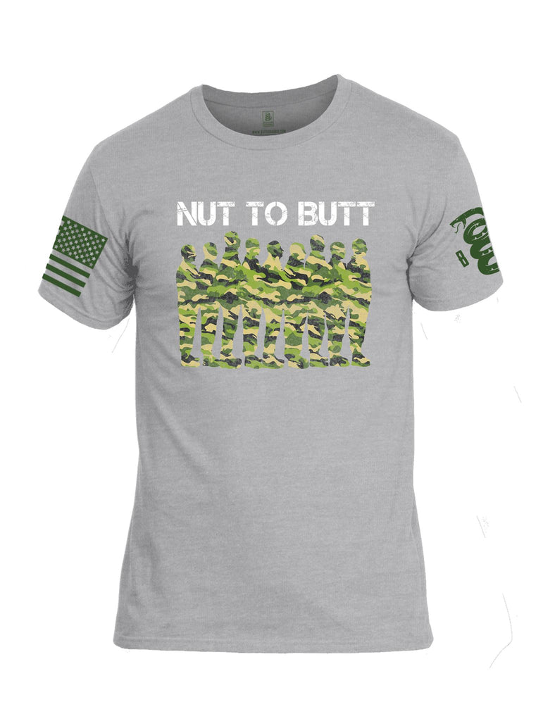 Battleraddle Nut To Butt Green Sleeve Print Mens Crew Neck Cotton T Shirt