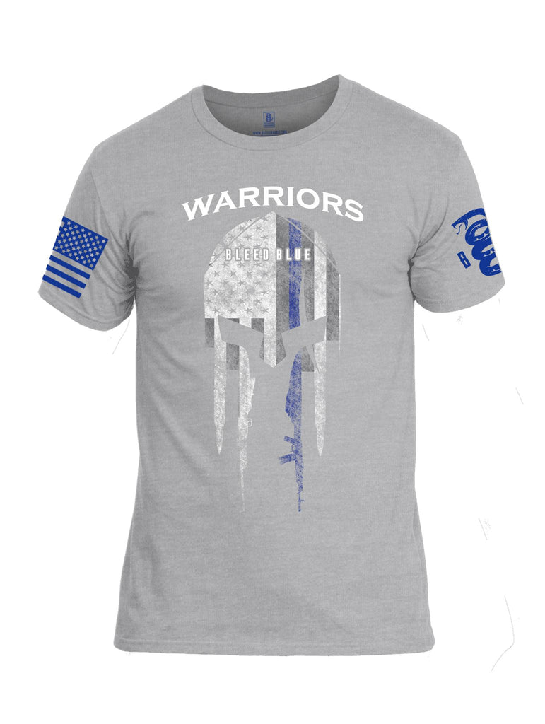 Battleraddle Warriors Bleed Blue Line Blue Sleeve Print Mens Cotton Crew Neck T Shirt