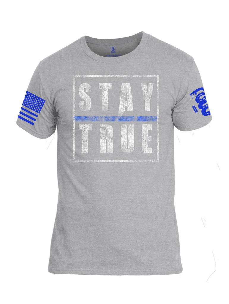 Battleraddle Stay True Blue Sleeve Print Mens Cotton Crew Neck T Shirt