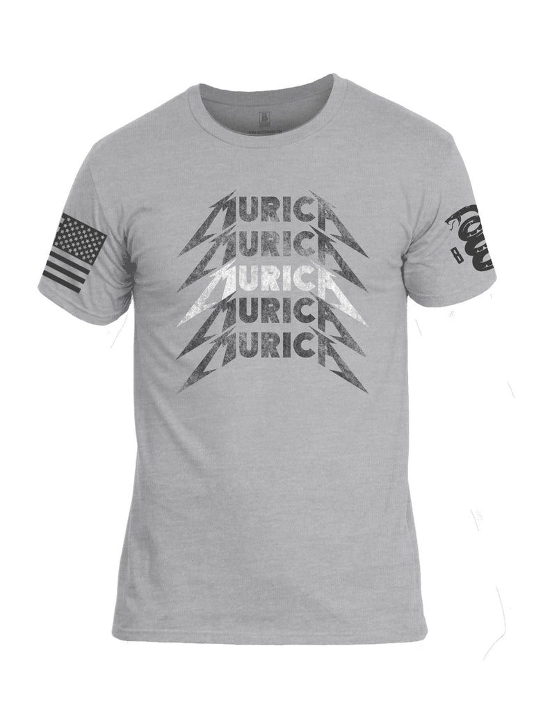 Battleraddle Murica V2 Grey Sleeve Print Mens Cotton Crew Neck T Shirt