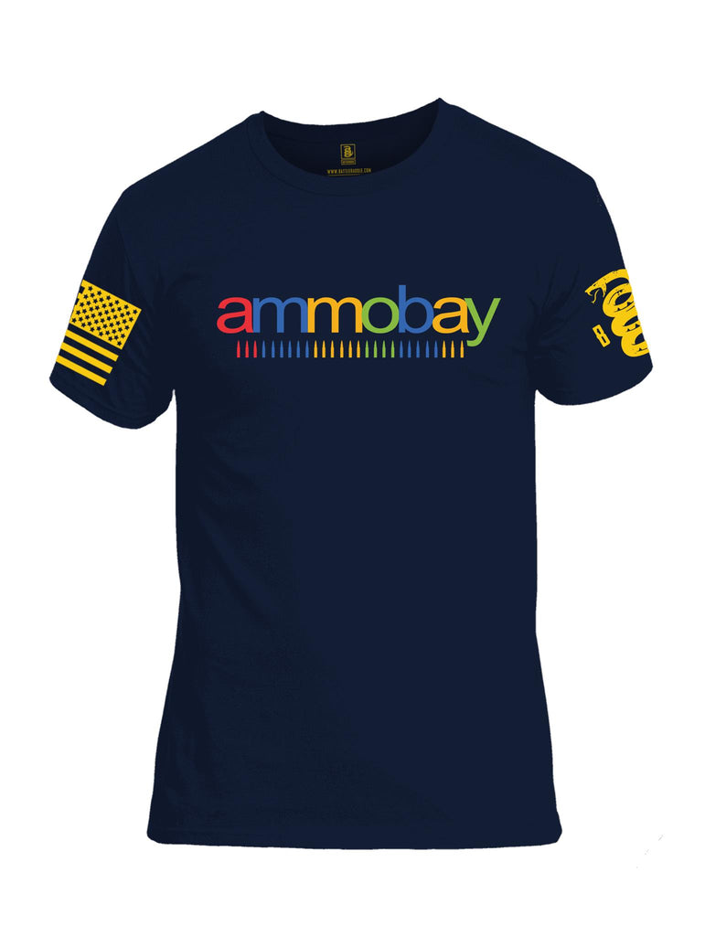Battleraddle AMMOBAY Yellow Sleeve Print Mens Cotton Crew Neck T Shirt - Battleraddle® LLC