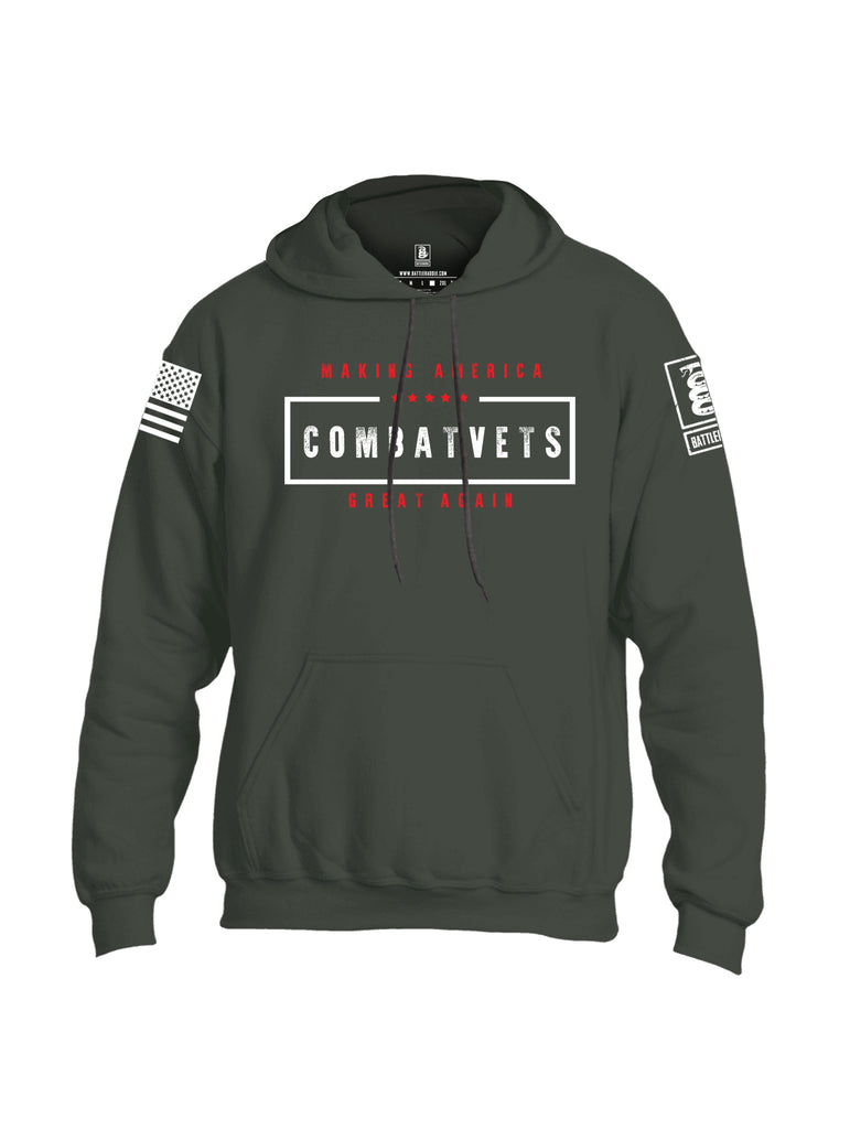 Battleraddle Making America COMBAT VETS Great Again White Sleeve Print Mens Blended Hoodie With Pockets