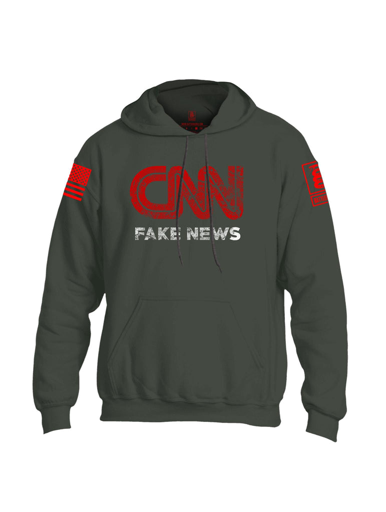 Battleraddle CNN Fake News Red Sleeve Print Mens Blended Hoodie With Pockets - Battleraddle® LLC