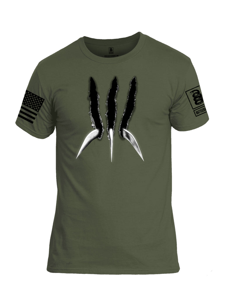 Battleraddle Wolve Adamantium Claws Black Sleeve Print Mens Cotton Crew Neck T Shirt