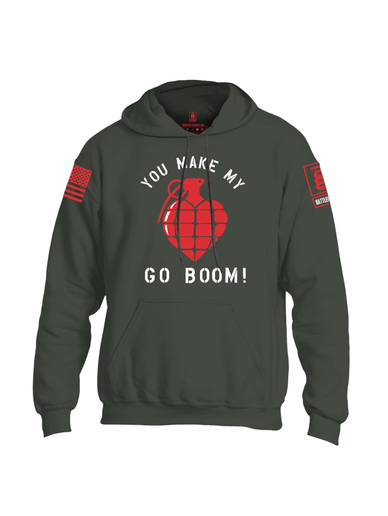 Battleraddle You Make My Heart Go Boom Red Sleeve Print Mens Blended Hoodie With Pockets