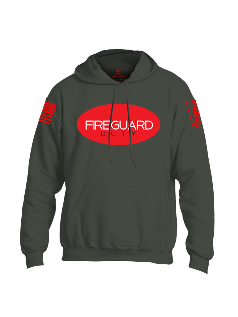 Battleraddle Fireguard Duty Red Sleeve Print Mens Blended Hoodie With Pockets