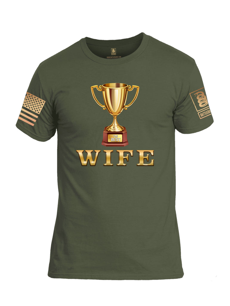 Battleraddle The Best Wife Brass Sleeve Print Mens Cotton Crew Neck T Shirt