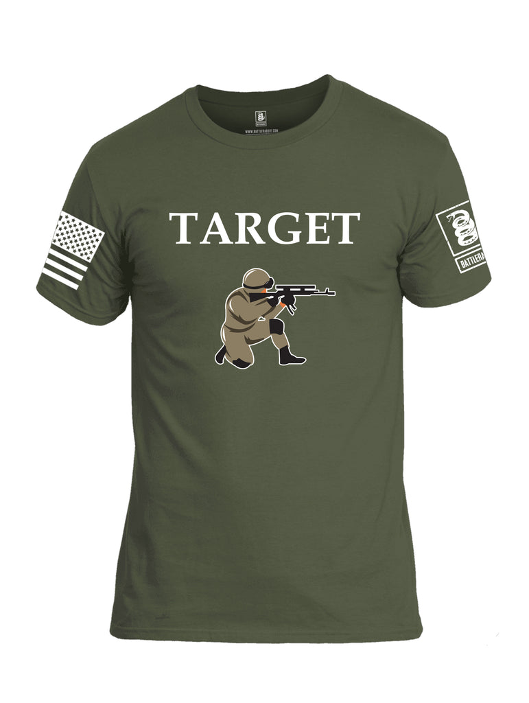 Battleraddle Target White Sleeve Print Mens Cotton Crew Neck T Shirt