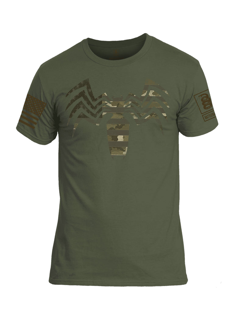 Battleraddle Venomize Camo Dark Brown Sleeve Print Mens Cotton Crew Neck T Shirt