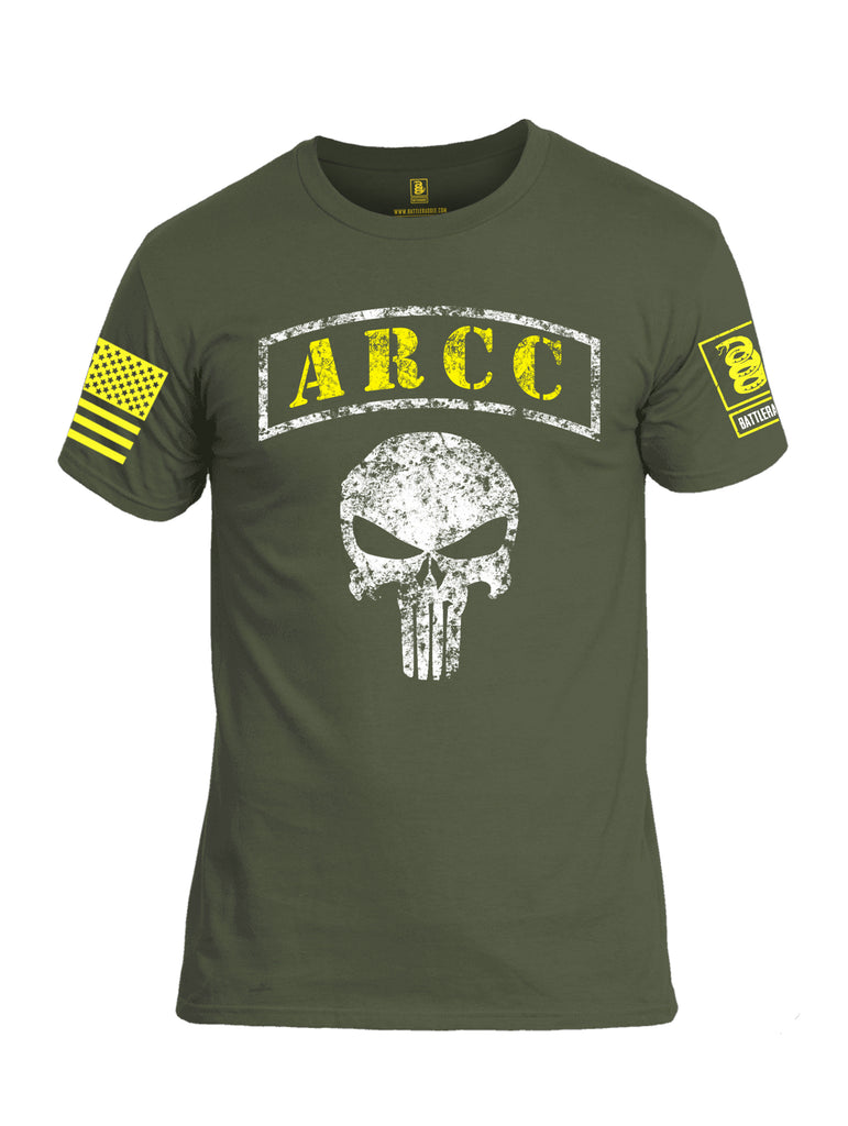 Battleraddle ARCC Punisher Yellow Sleeve Print Mens Cotton Crew Neck T Shirt - Battleraddle® LLC