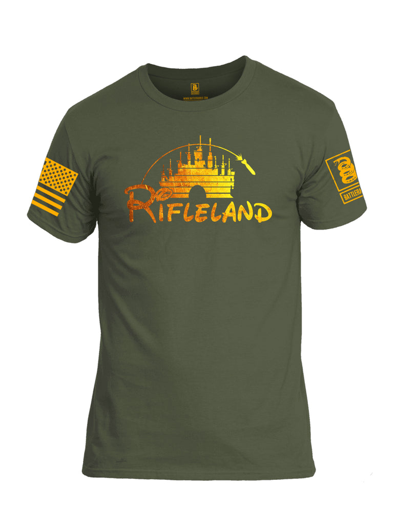 Battleraddle Rifleland V1 Orange Sleeve Print Mens Cotton Crew Neck T Shirt