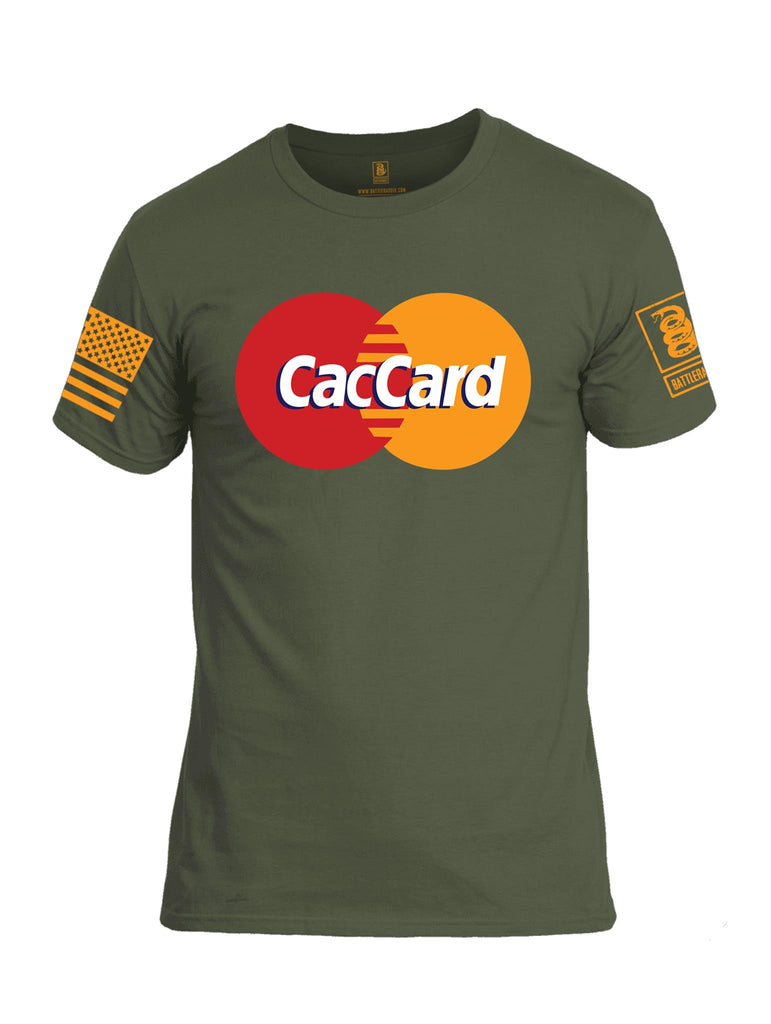 Battleraddle CacCard Orange Sleeve Print Mens Cotton Crew Neck T Shirt - Battleraddle® LLC