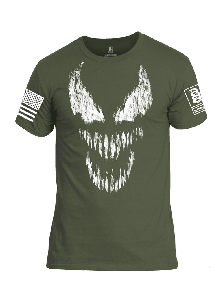 Battleraddle Classic Venom White Sleeve Print Mens Cotton Crew Neck T Shirt - Battleraddle® LLC