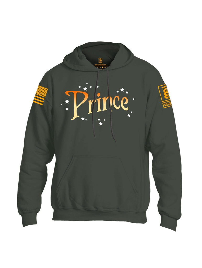 Battleraddle Prince Orange Sleeve Print Mens Blended Hoodie With Pockets