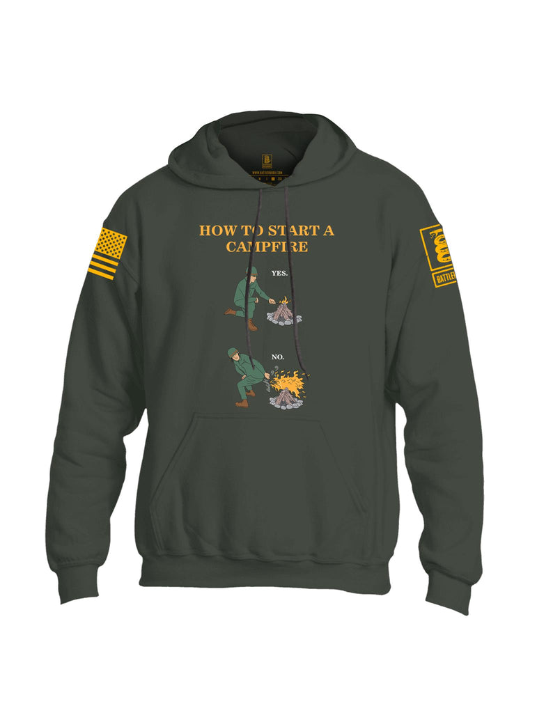 Battleraddle How To Start A Camp Fire Yes No Orange Sleeve Print Mens Blended Hoodie With Pockets