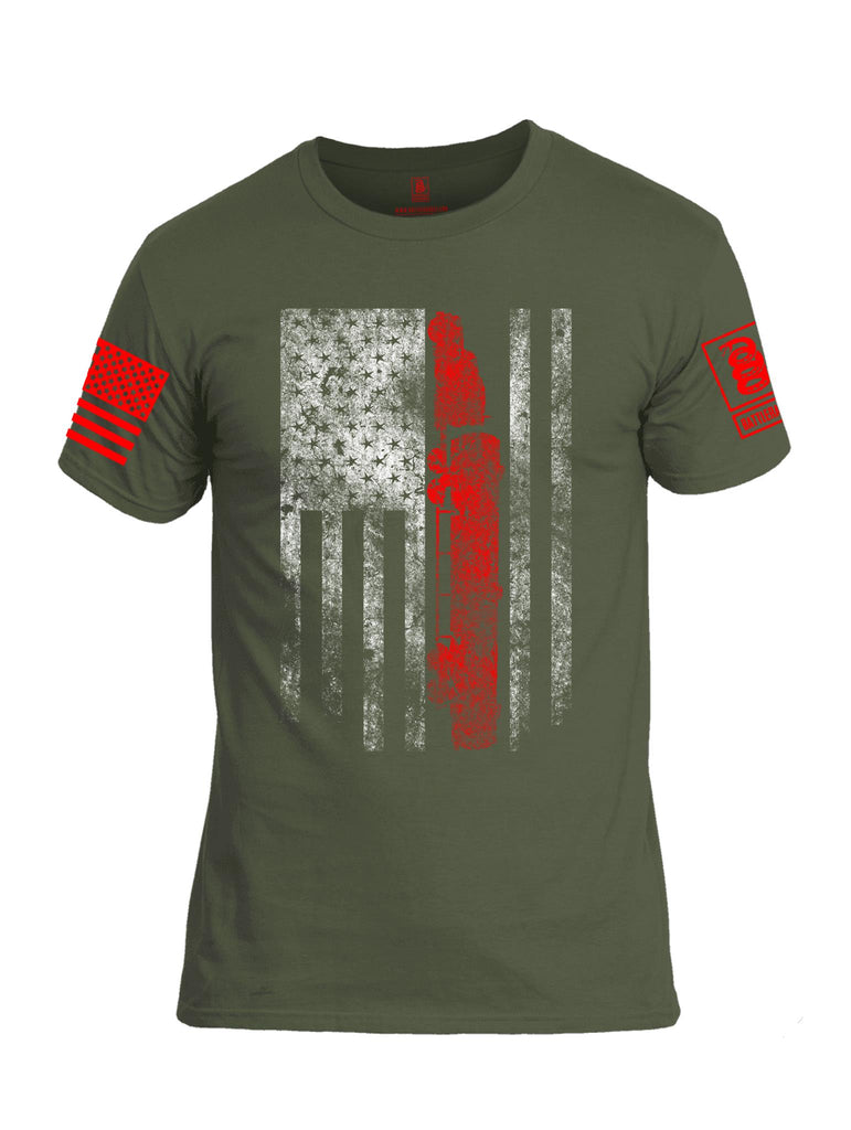 Battleraddle Truck Driver Flag V2 Red Sleeve Print Mens Cotton Crew Neck T Shirt