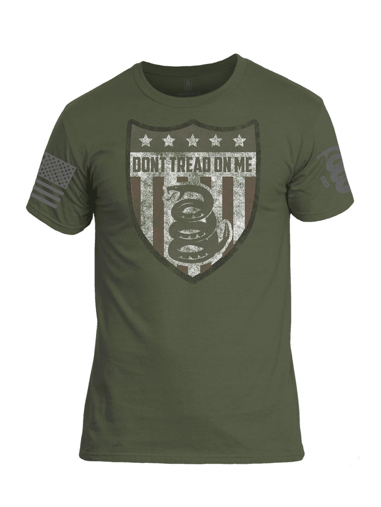 Battleraddle Don't Tread On Me 5 Star Snake Flag Grey Sleeve Print Mens Cotton Crew Neck T Shirt