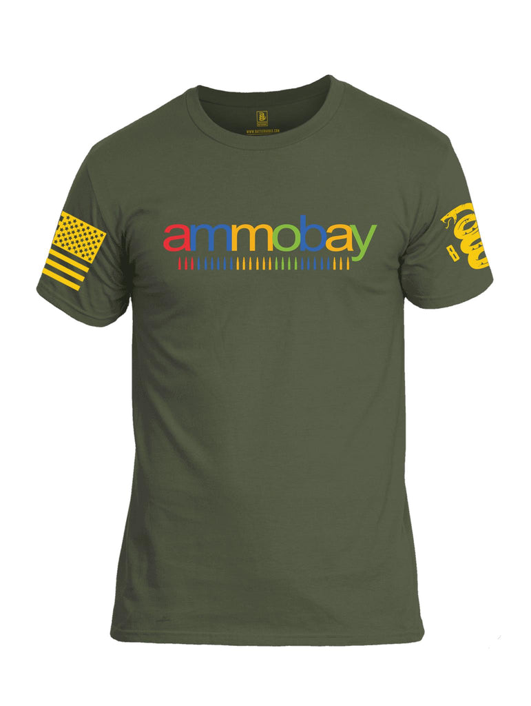 Battleraddle AMMOBAY Yellow Sleeve Print Mens Cotton Crew Neck T Shirt - Battleraddle® LLC