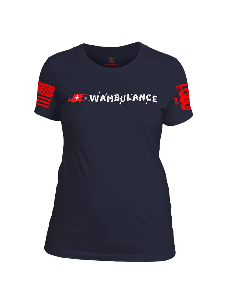 Battleraddle Wambulance Red Sleeve Print Womens Cotton Crew Neck T Shirt