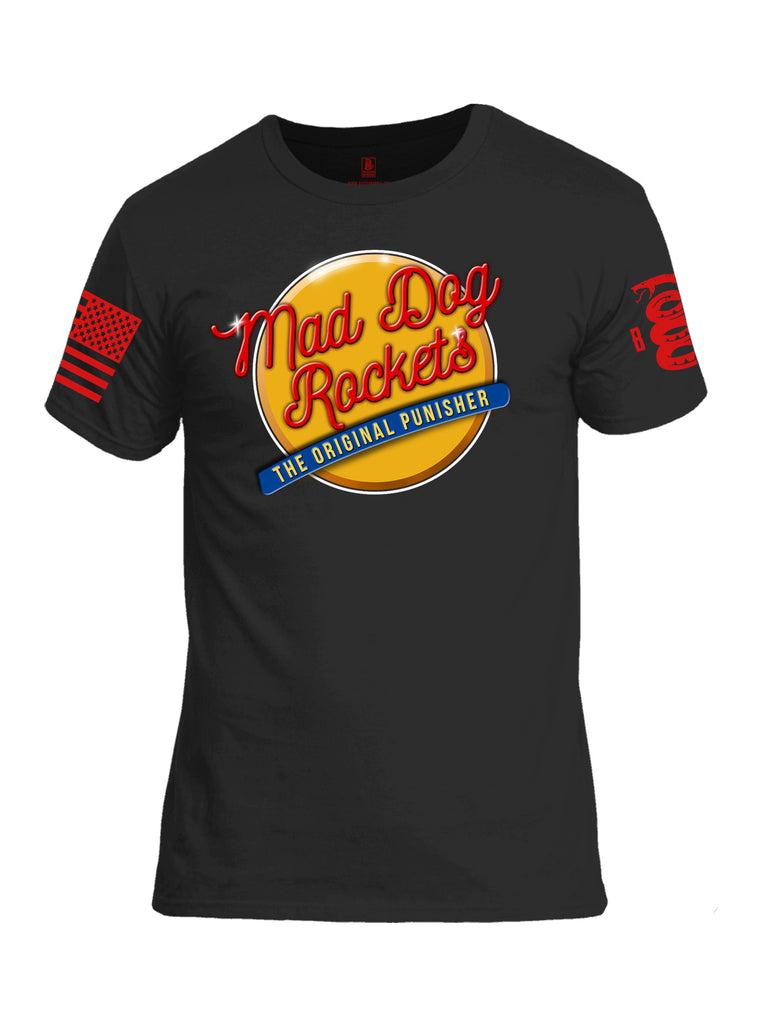 Battleraddle Mad Dog Rockets The Original Expounder Red Sleeve Print Mens Cotton Crew Neck T Shirt