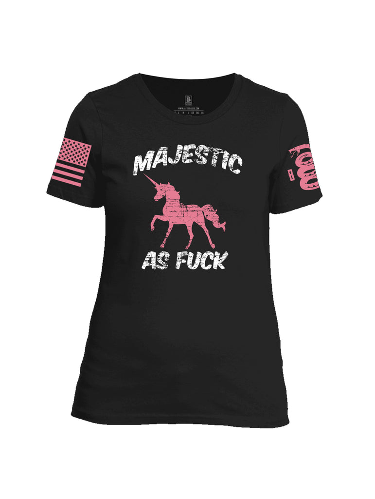 Battleraddle Majestic Pink Sleeve Print Womens Cotton Crew Neck T Shirt