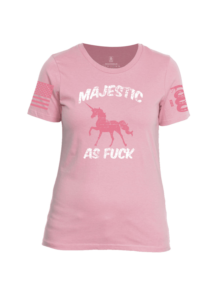 Battleraddle Majestic Pink Sleeve Print Womens Cotton Crew Neck T Shirt