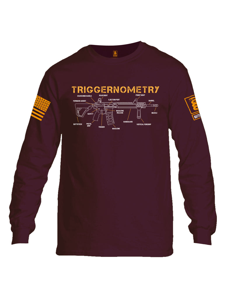 Battleraddle Triggernometry Orange Sleeve Print Mens Cotton Long Sleeve Crew Neck T Shirt