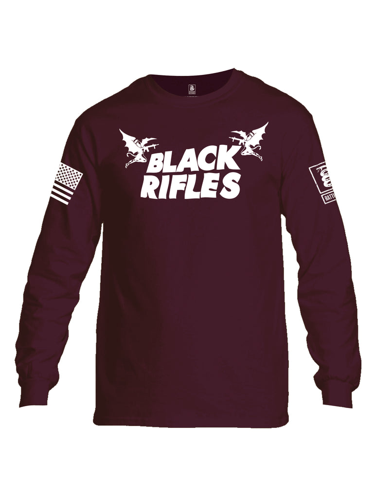 Battleraddle Black Rifles White Sleeve Print Mens Cotton Long Sleeve Crew Neck T Shirt
