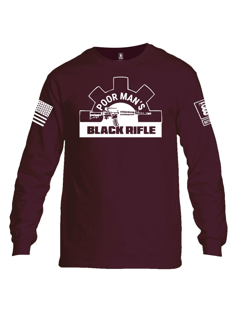 BattleraddlePoor Man's Black Rifle PMBR Join The Brotherhood  White Sleeve Print Mens Cotton Long Sleeve Crew Neck T Shirt