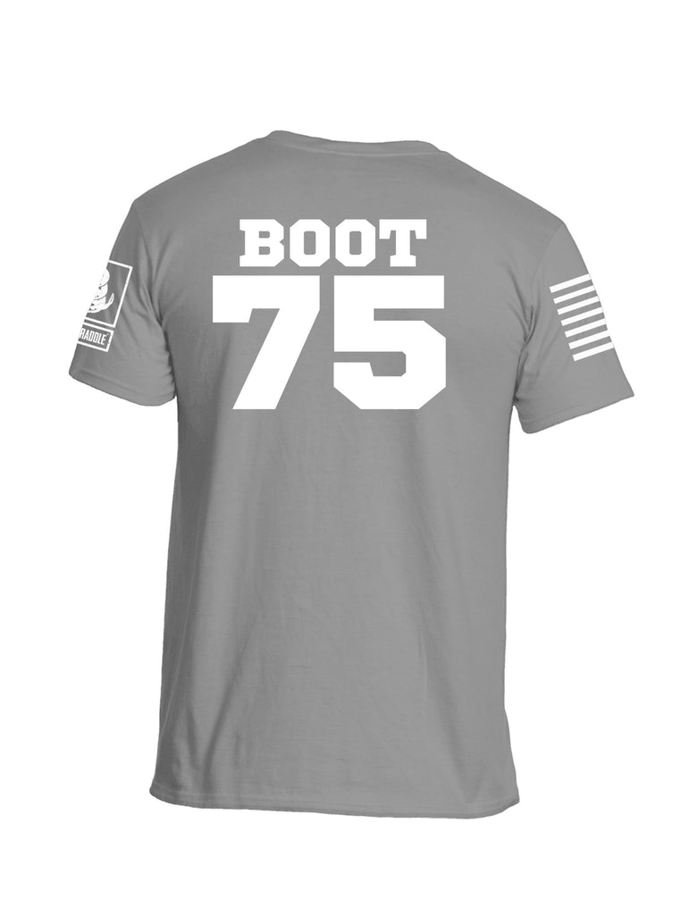 Battleraddle Marines Crayon Boot 75 White Sleeve Print Mens Cotton Crew Neck T Shirt