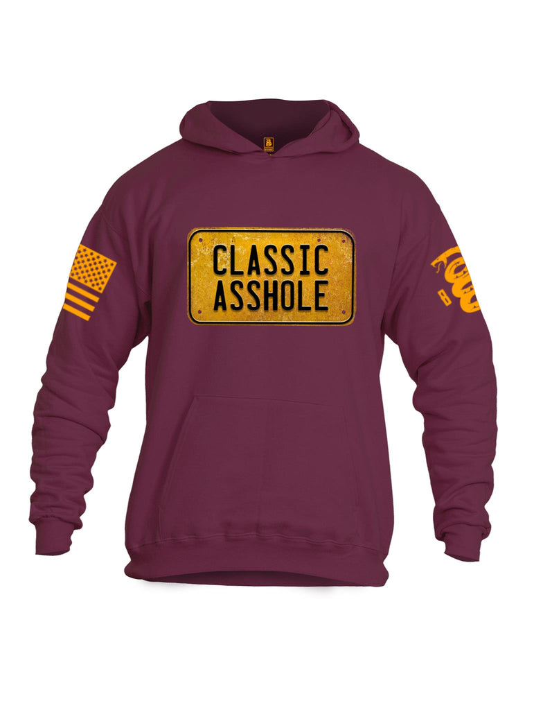 Battleraddle Classic Asshole Yellow Sleeve Print Mens Cotton Pullover Hoodie With Pockets - Battleraddle® LLC