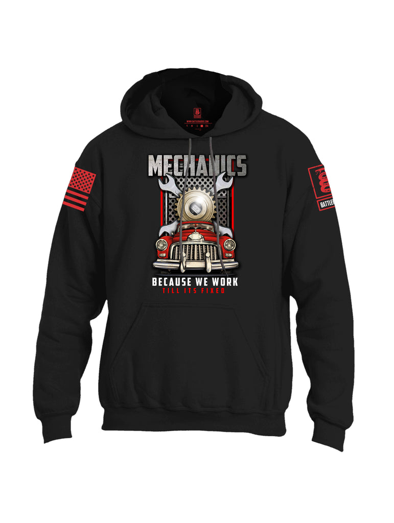 Battleraddle Mechanics Because We Work Till Its Fixed Red Sleeve Print Mens Blended Hoodie With Pockets