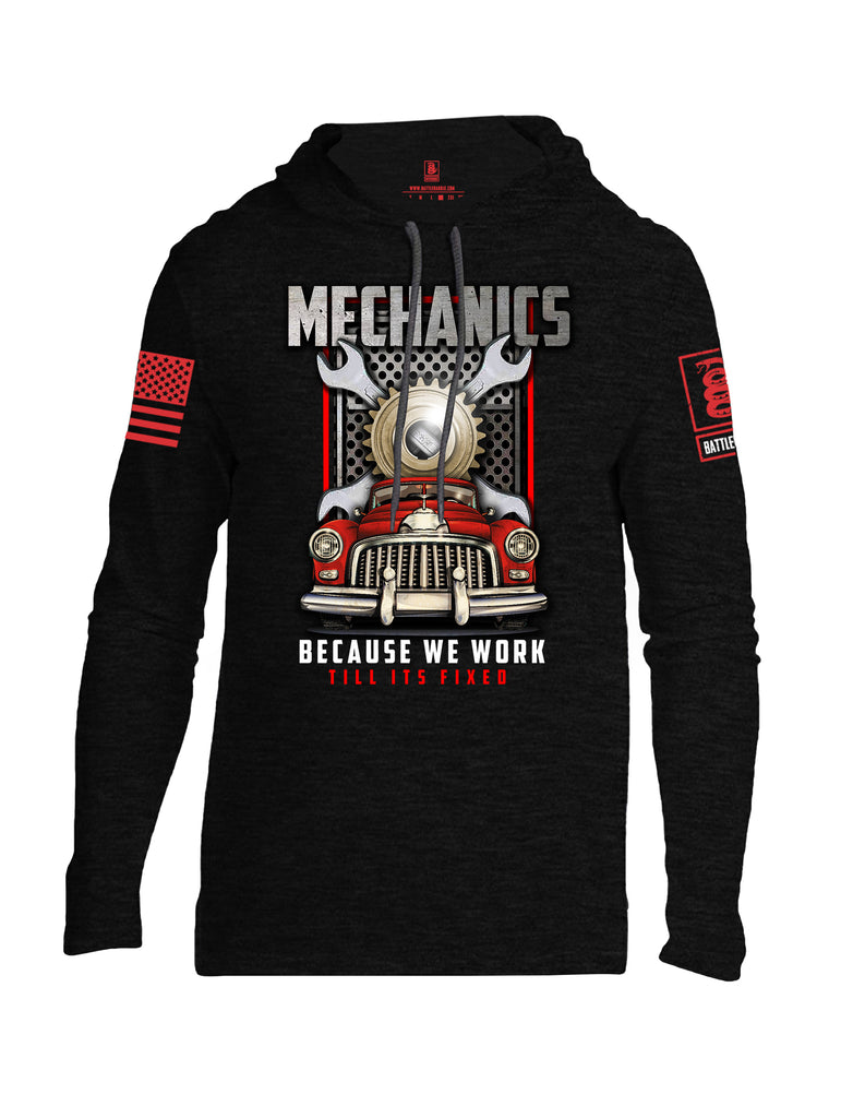 Battleraddle Mechanics Because We Work Till Its Fixed Red Sleeve Print Mens Thin Cotton Lightweight Hoodie