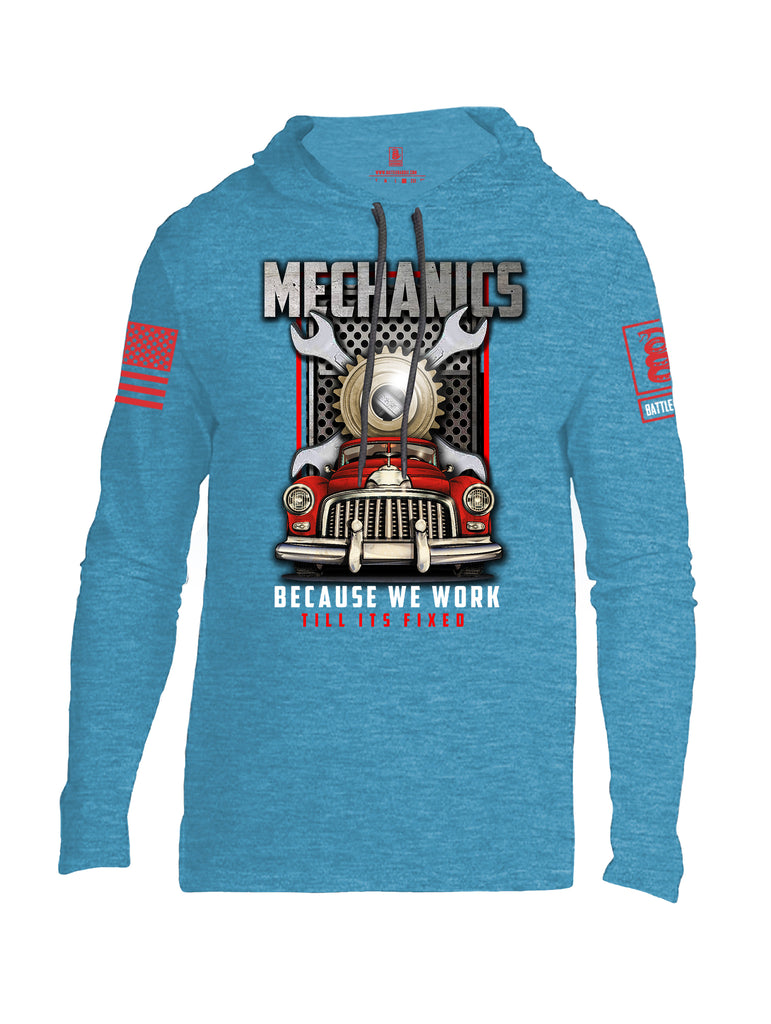 Battleraddle Mechanics Because We Work Till Its Fixed Red Sleeve Print Mens Thin Cotton Lightweight Hoodie