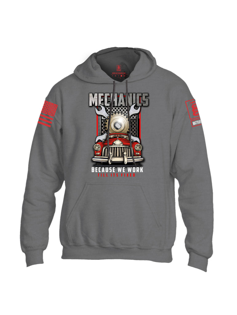 Battleraddle Mechanics Because We Work Till Its Fixed Red Sleeve Print Mens Blended Hoodie With Pockets