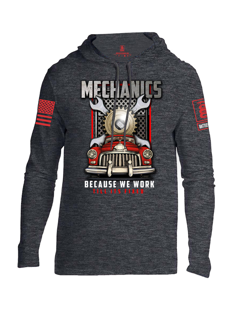 Battleraddle Mechanics Because We Work Till Its Fixed Red Sleeve Print Mens Thin Cotton Lightweight Hoodie