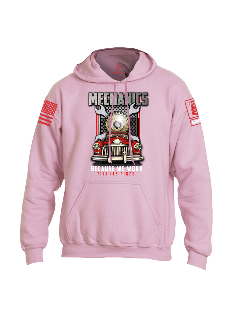 Battleraddle Mechanics Because We Work Till Its Fixed Red Sleeve Print Mens Blended Hoodie With Pockets