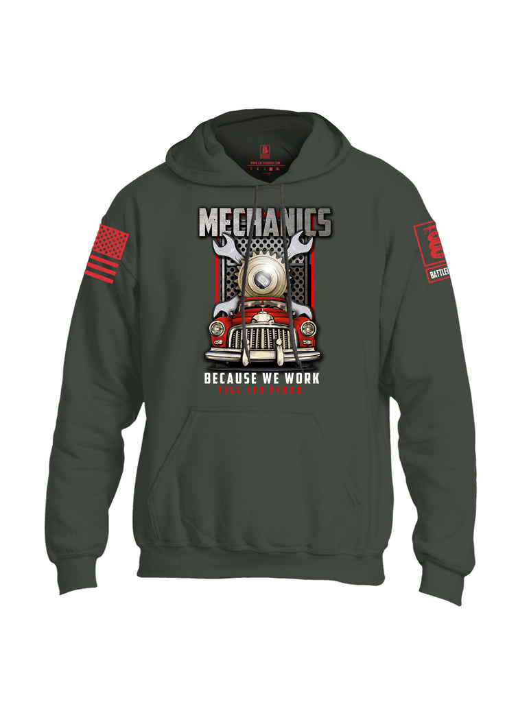 Battleraddle Mechanics Because We Work Till Its Fixed Red Sleeve Print Mens Blended Hoodie With Pockets