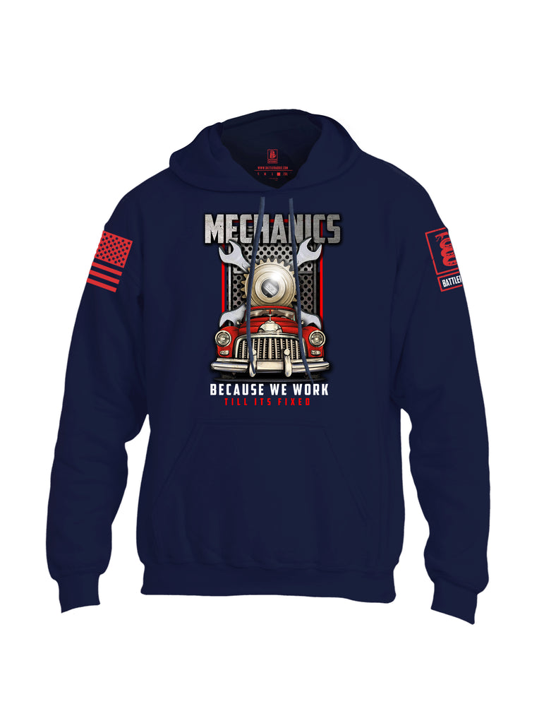 Battleraddle Mechanics Because We Work Till Its Fixed Red Sleeve Print Mens Blended Hoodie With Pockets