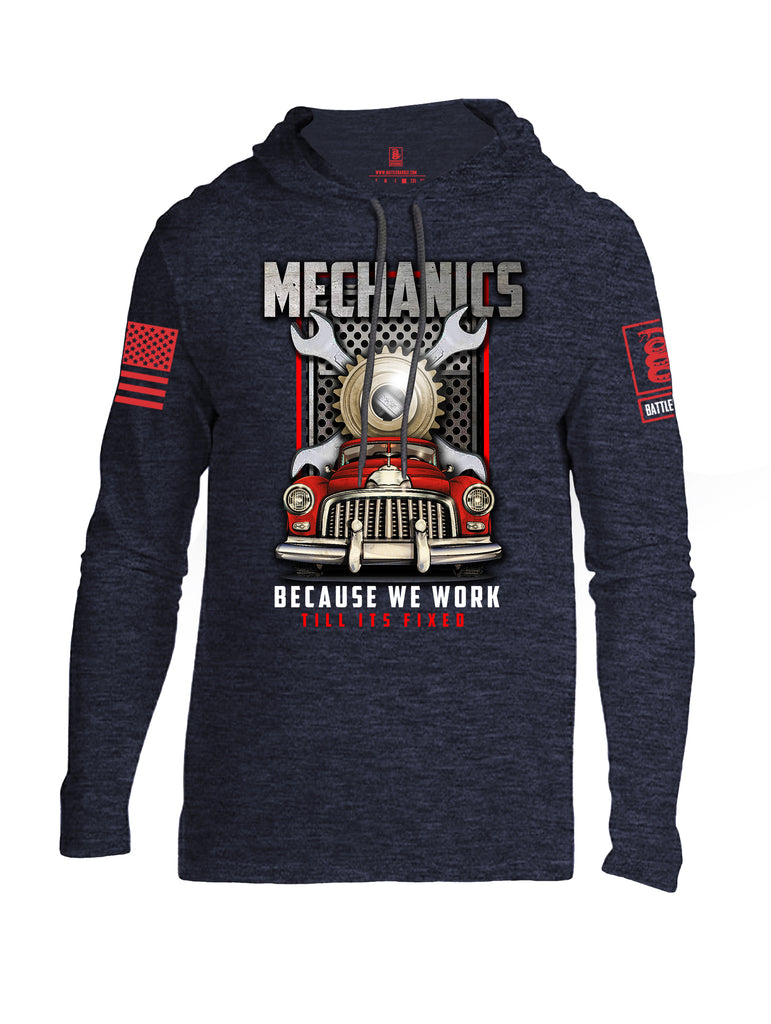 Battleraddle Mechanics Because We Work Till Its Fixed Red Sleeve Print Mens Thin Cotton Lightweight Hoodie