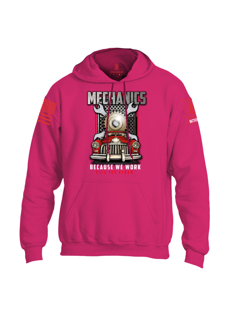 Battleraddle Mechanics Because We Work Till Its Fixed Red Sleeve Print Mens Blended Hoodie With Pockets